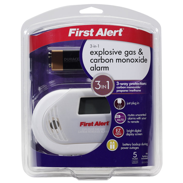 First Alert 3in1 Explosive Gas & Carbon Monoxide Alarm Wayfair